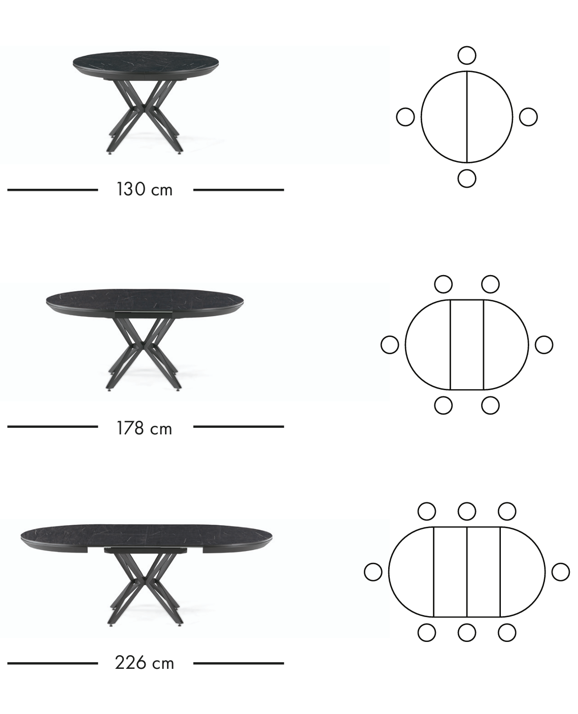 Pacific utdragbart matbord 130–226 cm