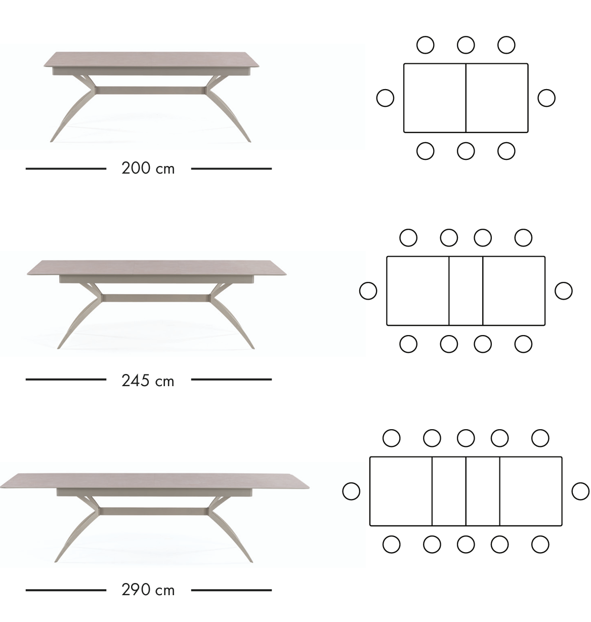 Tesla utdragbart matbord 200–290 cm
